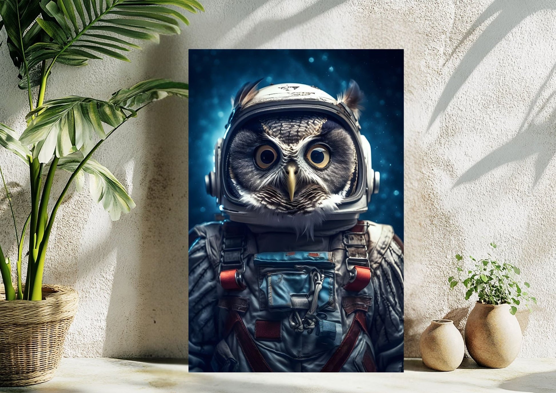 Astronot Baykuş Metal Tablo Levhane.com